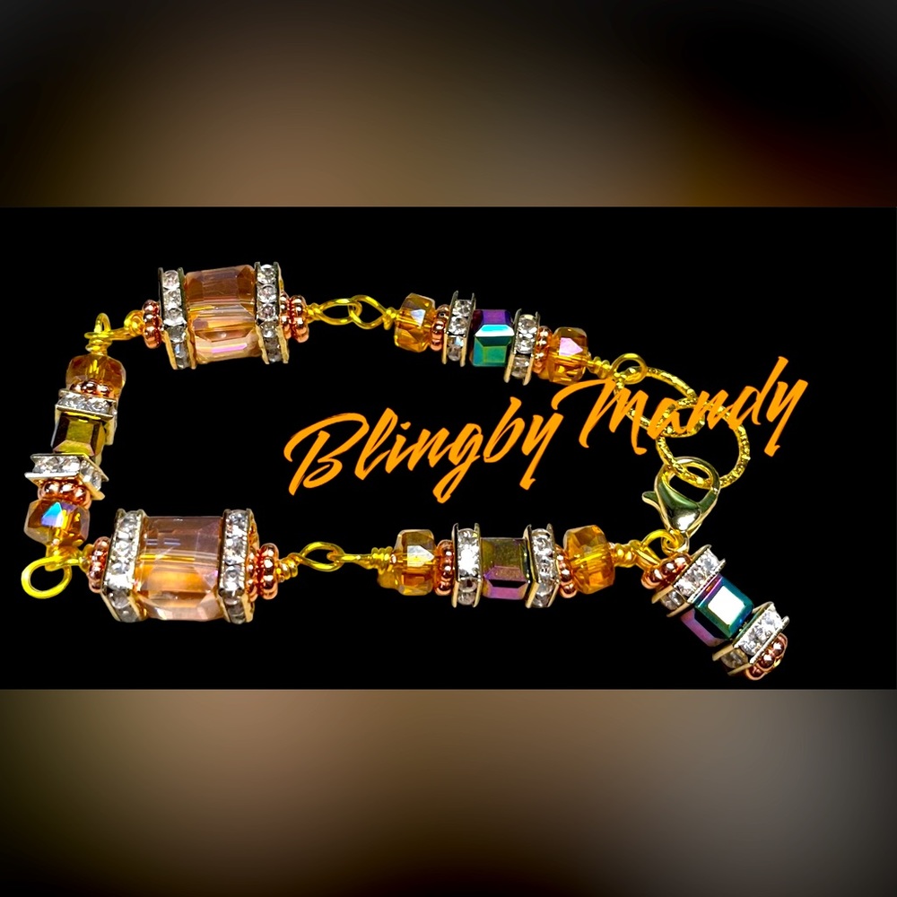 💞gorgeous link bracelet with gold and pink tones-copper and stainless steel